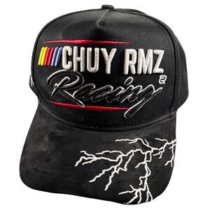 Chuy RMZ Racing Snapback Hat Black Lightning Bolt Satin Adjustable Cap NASCAR